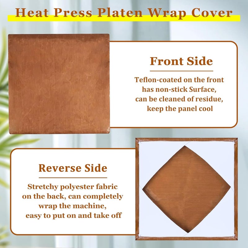 BSTSLL 2 Pcs Heat Press Platen Cover 15 x 15 Inch Teflon Sheets Protector Reusable Platen Wrap Cover for Sublimation Heat Pressing Machine Plate from Scratches, Residue - Image 3